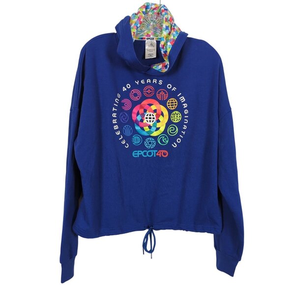 Disney Sweatshirt XL Blue EPCOT 40th Anniversary Hoodie Pullover Figment Dragon - Picture 1 of 15